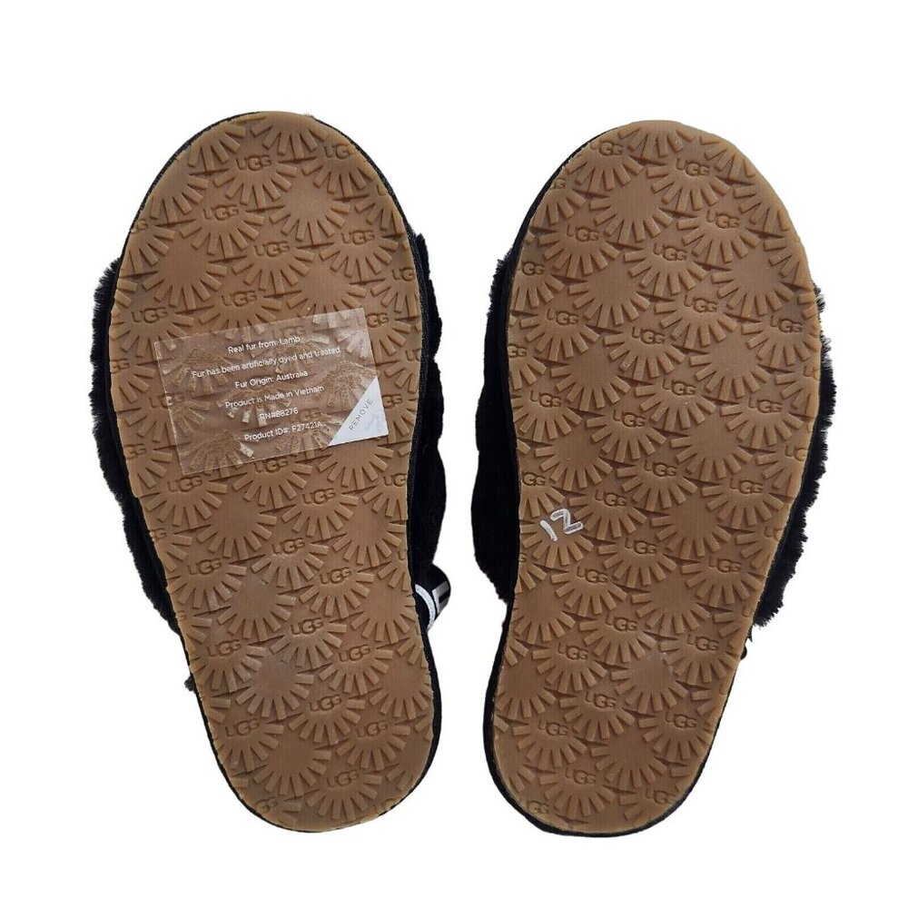 UGG Slippers Fluff Yeah Toddler Size 10 Fuzzy Black House Shoes 188 - Picture 6 of 9
